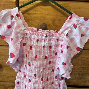 Charming Pink Strawberry Kids Blouse
